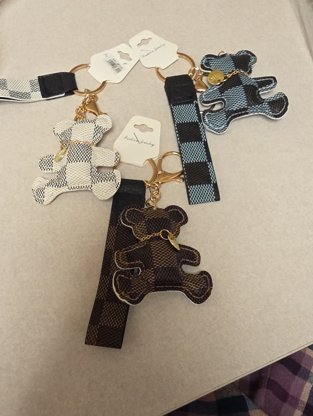 Teddy Bear Keychains- Blue, Brown, Cream